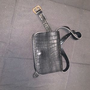 Black belt waist chain purse